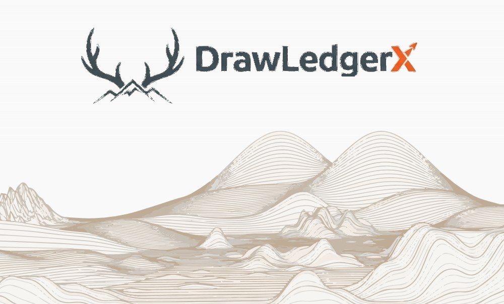 DrawLedgerX logo: antlers over a mountain peak